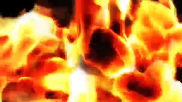 火焰的舌头裂纹与黑色背景中无效 — 图库视频影像