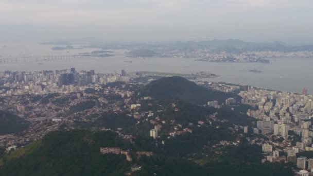 Légi Felvétel Rio Janeiro City Atlanti Óceán Híd Rio Niteroi — Stock videók