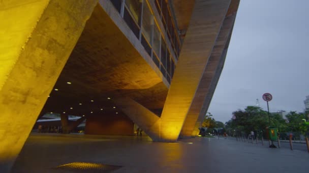 Bir Bina Şehir Rio Janeiro Brezilya Için Kadeh Eğimli — Stok video