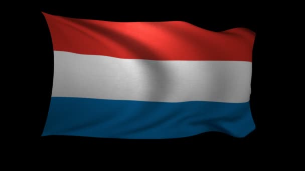 Bandera Luxemburgo Ondeando Viento Sobre Fondo Negro Fondo Canal Alfa — Vídeo de stock