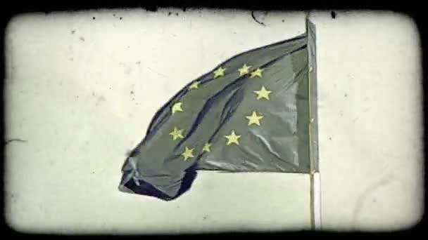 Tir Drapeau Union Européenne Vintage Stylisé Clip Vidéo — Video