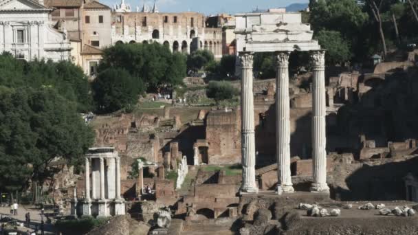 Широкий Снимок Древних Руин Древнего Рима — стоковое видео