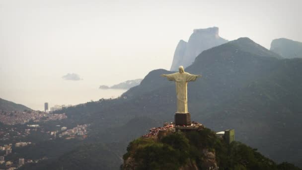 Ріо Жанейро Бразилія Червня 2013 Повітряний Постріл Фронту Відкупителя Статуя — стокове відео