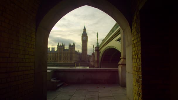 Una Vista Fija Del Palacio Westminster Torre Del Reloj Big — Vídeo de stock