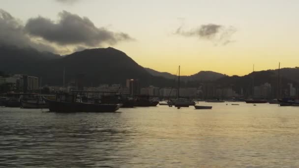 Pan Time Lapse Guanabara Bay Rio Przejściem Dzień Nocy — Wideo stockowe