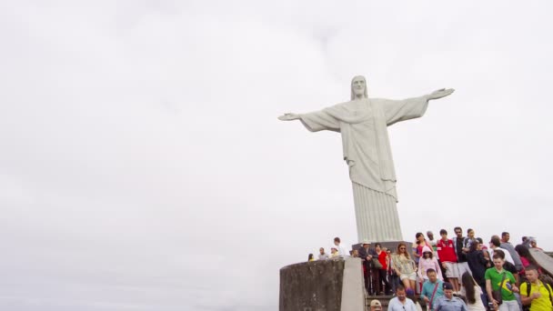 Río Janeiro Junio 2013 Estatua Cristo Redentor Cima Del Monte — Vídeos de Stock