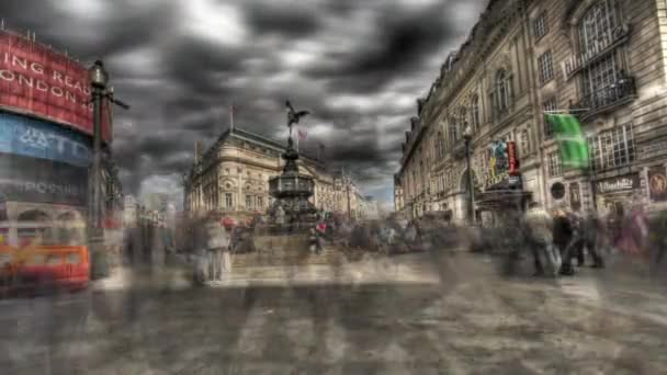 Londýn Říjen 2011 Vysoce Tónové Mapování Času Hdr Lidí Piccadilly — Stock video