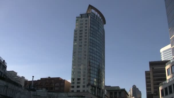 Średnim Patelni Vancouver Skyline Nocy — Wideo stockowe