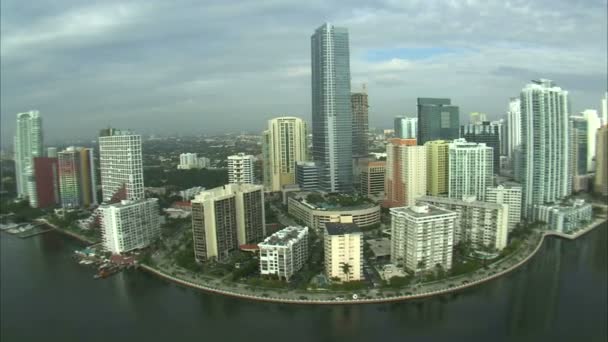 Aerial Shot Hotels Apartment Buildings Miami — Stock Video