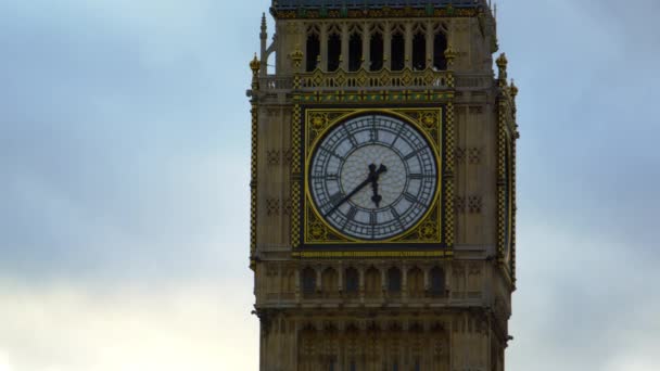 Stacjonarne Ekstremalne Zbliżenia Big Ben Dial Londynie Czas Jest Istnieją — Wideo stockowe