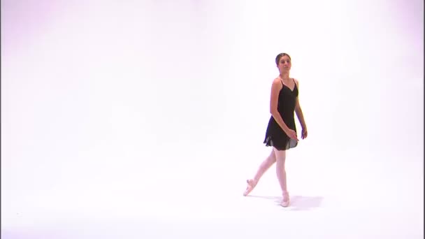 Shot Ballerina Black Dancing — Stock Video
