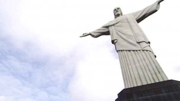 Монументальная Скульптура Христа Спасителя Вершине Горы Корковадо Рио Жанейро — стоковое видео