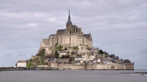 Mont Saint Michel Kalesi Manastırı Fransa Vurdu — Stok video