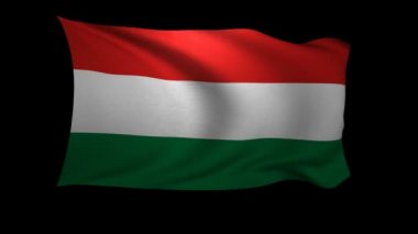 Macaristan siyah arka plan üzerine rüzgarda sallayarak bayrak. Arka plan bir alfa kanalı olduğunu
