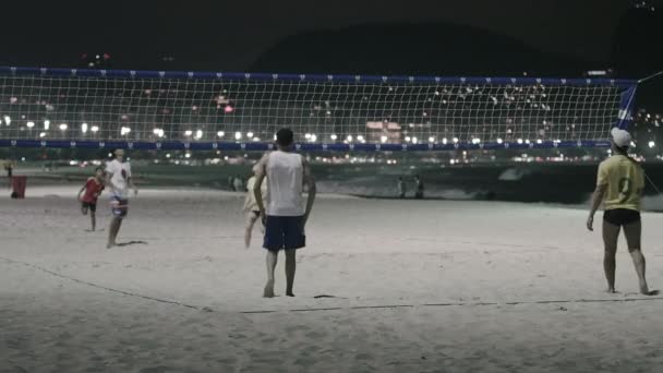 Rio Janeiro Brasil Junho 2013 Jogadores Vôlei Areia Noite Praia — Vídeo de Stock