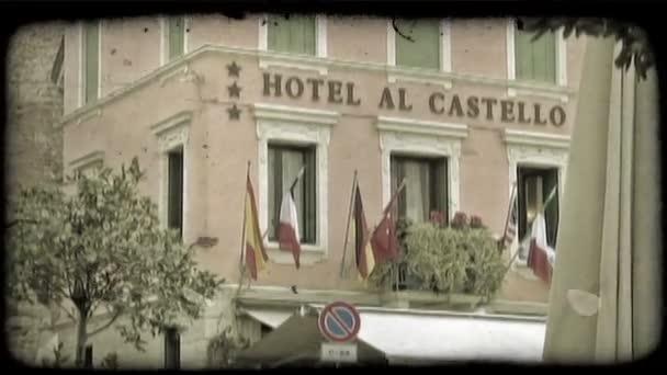Shot Front Hotel Italy Vintage Stylized Video Clip — Stock Video