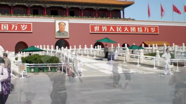 Time Lapse Πλήθος Και Κτίριο Στην Πλατεία Τιενανμέν Στην Κίνα — Αρχείο Βίντεο