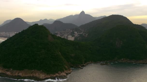 Rio Janiero Nun Havadan Veiw Olarak Iki Dağ Oluşan Eyer — Stok video