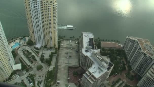 Aerial Shot Hotels Miami Ocean View — Stock Video