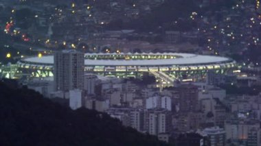 Yüksek açı gece atış Rio de Janeiro'nun Maracana Stadı.