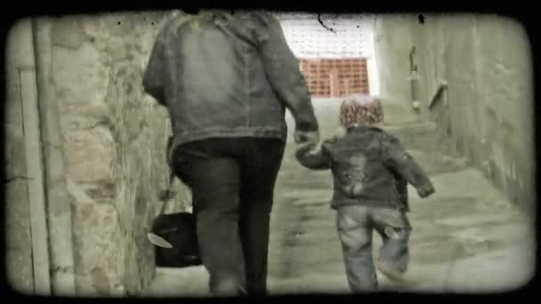 Italy Circa May 2012 Little Girls Walks Hand Hand Her — Stock Video