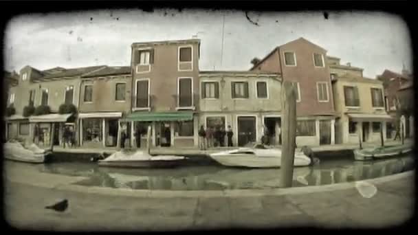 Zeitraffer Eines Kanals Italien Vintage Stilisierter Videoclip — Stockvideo
