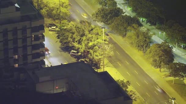 Fotografía Cámara Lenta Una Calle Iluminada Por Noche Río Janeiro — Vídeo de stock