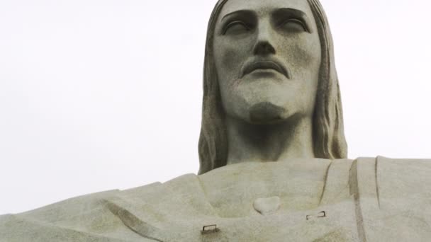 Κινηματογράφηση Πρώτο Πλάνο Τηγάνι Από Πρόσωπο Του Χριστού Του Ρίο — Αρχείο Βίντεο