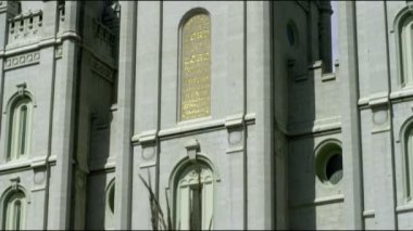 Salt Lake City, Utah şehir merkezinde Ki Son Gün Azizler Tapınağı İsa Mesih Kilisesi kadar tilt