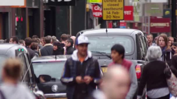 London October 2011 Stationary Shot Busy Oxford Street London Daytime — Stock Video