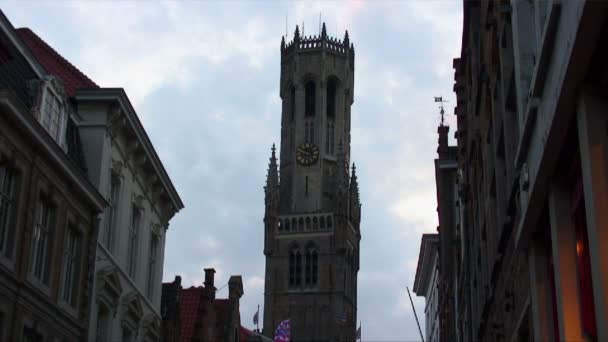 Scatto Campanile Brugge Belgio — Video Stock