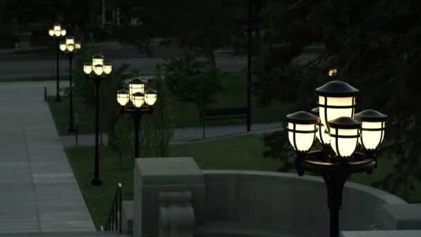 Plan Statique Des Lampadaires Qui Bordent Passerelle Vers Route Depuis — Video