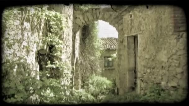 Aufnahme Eines Torbogens Der Zwei Gebäude Italien Verbindet Vintage Stilisierter — Stockvideo