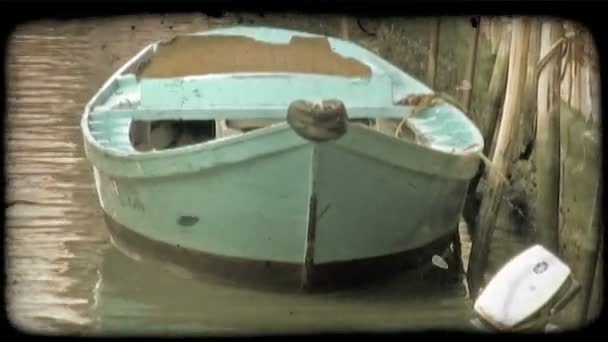 Μια Σειρά Attatched Βάρκα Έναν Πόλο Κάθεται Στο Νερό Εκλεκτής — Αρχείο Βίντεο