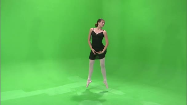 Skott Ballerina Som Dansar Grön Skärm — Stockvideo