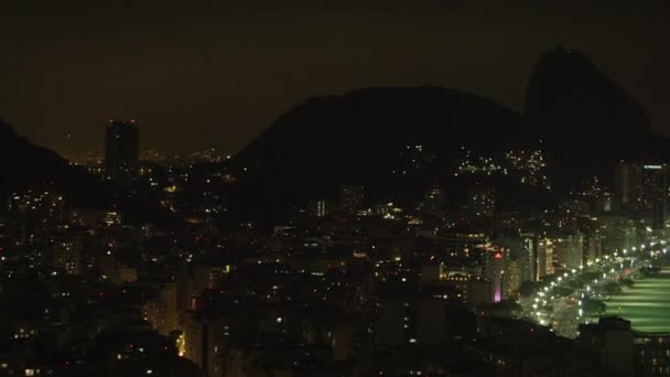Пан Рио Жанейро Бразилии Взят Стражу Ночью — стоковое видео