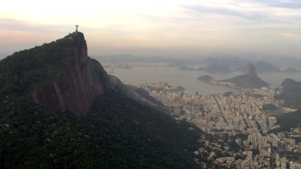 Riprese Aeree Cristo Redentore Rio Janeiro Oceano Riprese Scattate Sotto — Video Stock