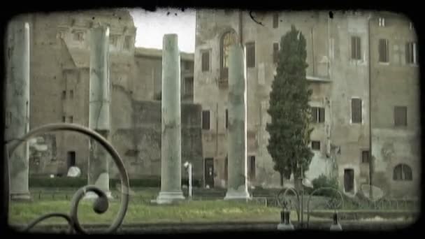 Lövés Néhány Épület Egy Olasz Városban Vintage Stilizált Videoklip — Stock videók