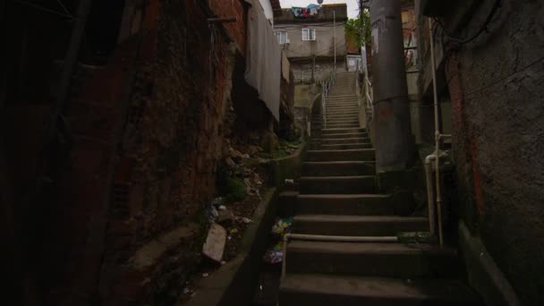 Rio Janeiro Brazylia Czerwca Powolny Ruch Śledzenia Strzał Wewnątrz Favela — Wideo stockowe