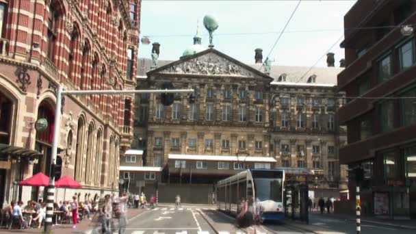 Time Lapse Calle Detrás Del Palacio Real Amsterdam Países Bajos — Vídeo de stock