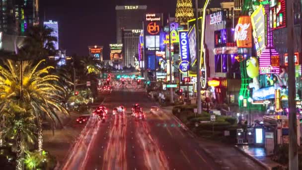 Timelapse Shot Van Een Drukke Las Vegas Straat Nachts — Stockvideo