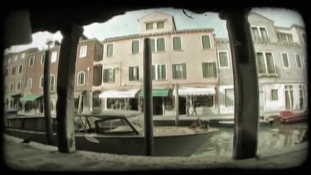 Szeroki Kąt Ujęcia Kanału Wenecji Włoszech Vintage Stylizowany Klip Wideo — Wideo stockowe