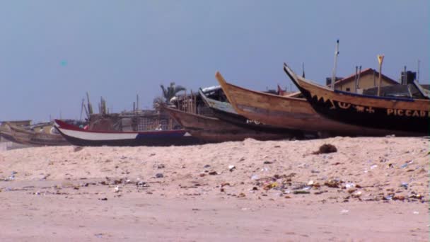 Africa Kenya Circa August 2010 Wide Shot Boats Beach — Stock Video