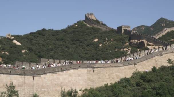 Широкая Панорама Великой Китайской Стены Разделе Бадалинг — стоковое видео