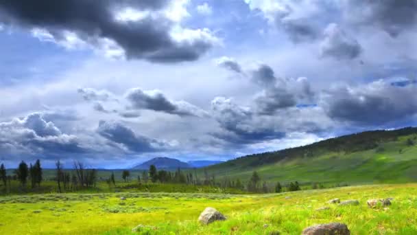 随时间推移山脉和怀俄明州的草甸 这张照片拍摄在白天 — 图库视频影像