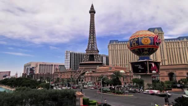 Uma Foto Las Vegas Tirada Convés Bellagio Hotel Tráfego Várias — Vídeo de Stock