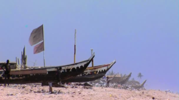Afrika Kenia August 2010 Weite Aufnahme Von Booten Strand — Stockvideo
