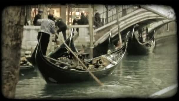 Venice Italy Circa 2012 Shot Gondolier His Gondola Vintage Stylized — Stock Video