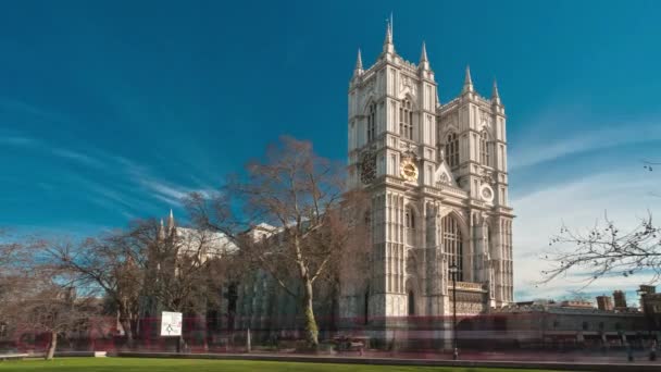 London Circa October 2011 Time Lapse Westminster Abbey Blue Sky — Stock Video