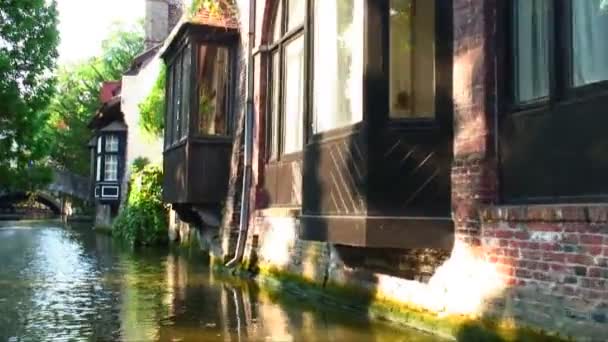 Edifici Lungo Canale Brugge Belgio — Video Stock